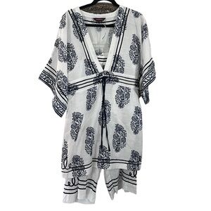 2 Piece Set Anthropologie Ranna Gill Boho Tunic & Cropped Pants Set EUC Coverup